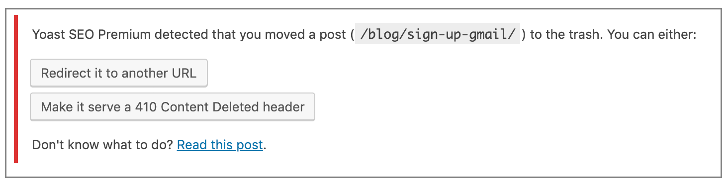 redirect deleted post
