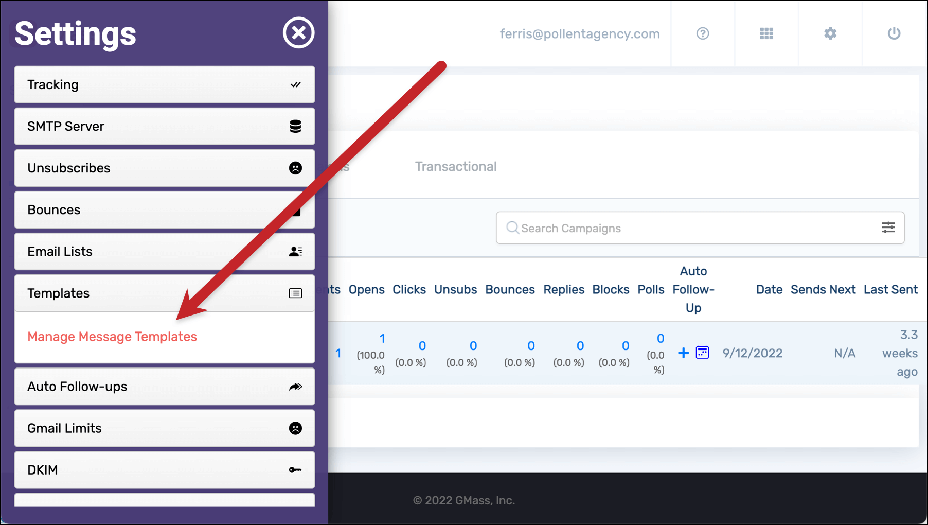 Where to manage message templates.