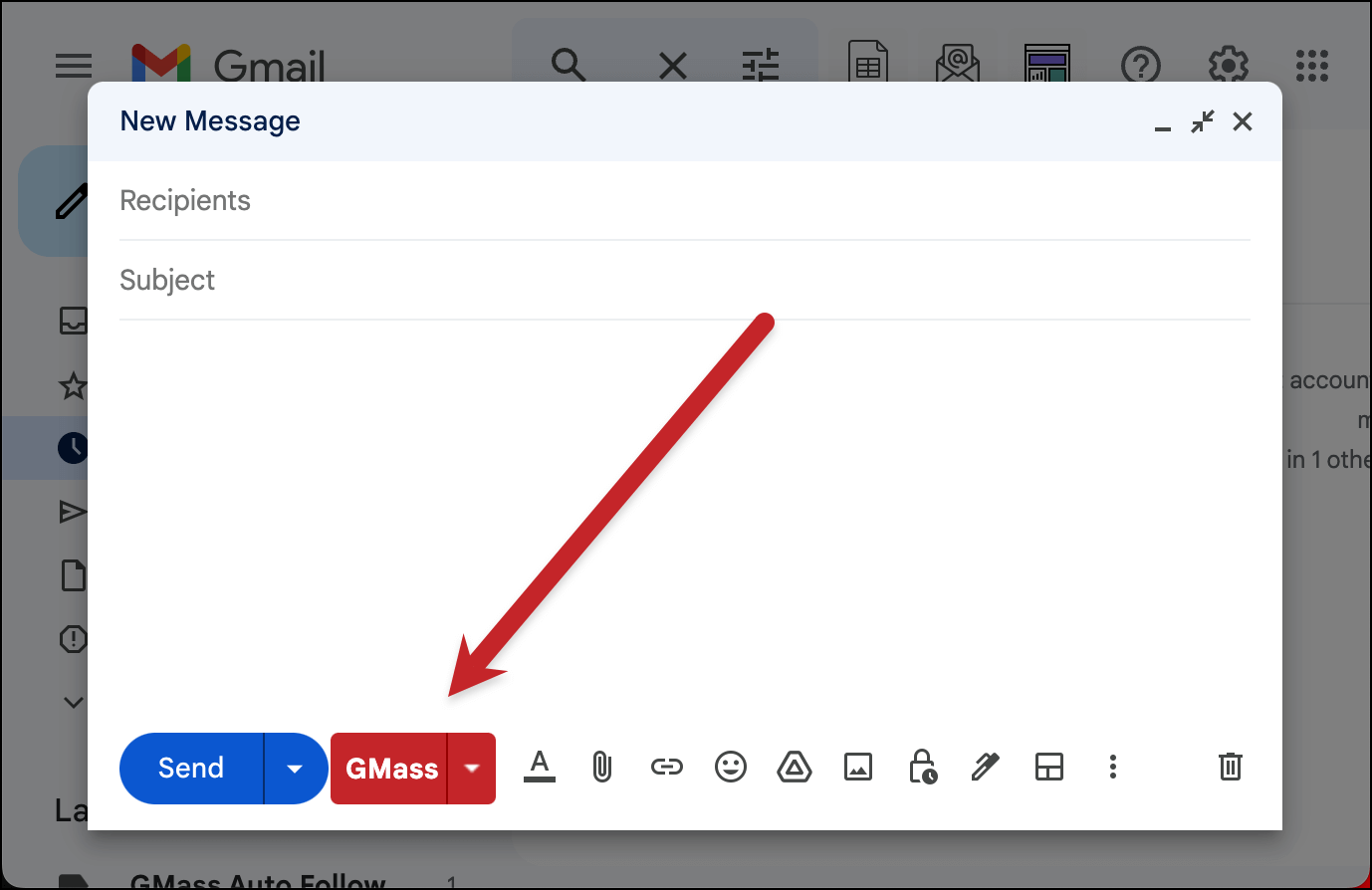 GMass adds a new send button