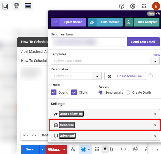 schedule tab
