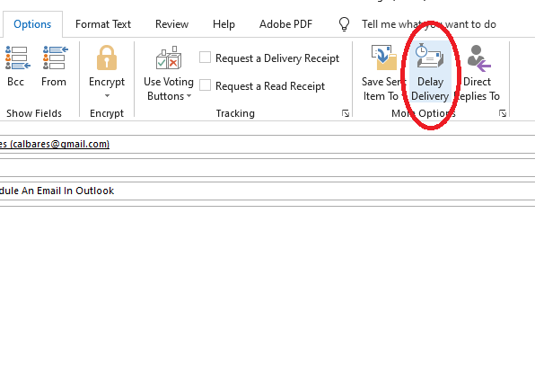 delay delivery under more options