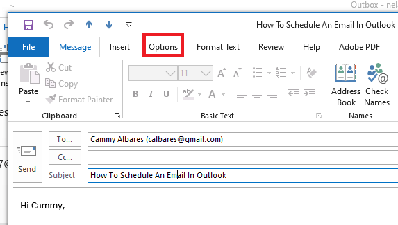 click on options