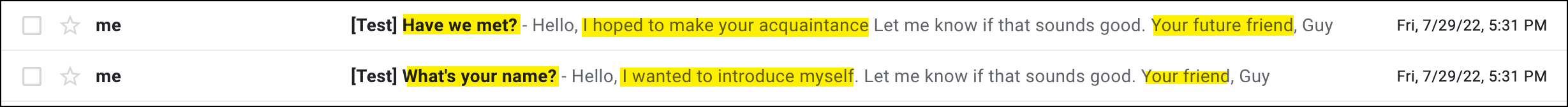 Three spins for two emails