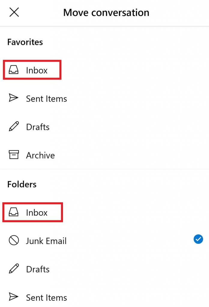 Inbox options