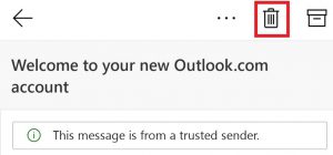 bin icon outlook