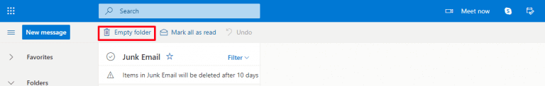 empty folder outlook