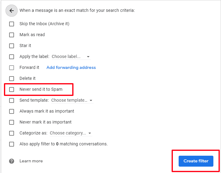 never send it to spam