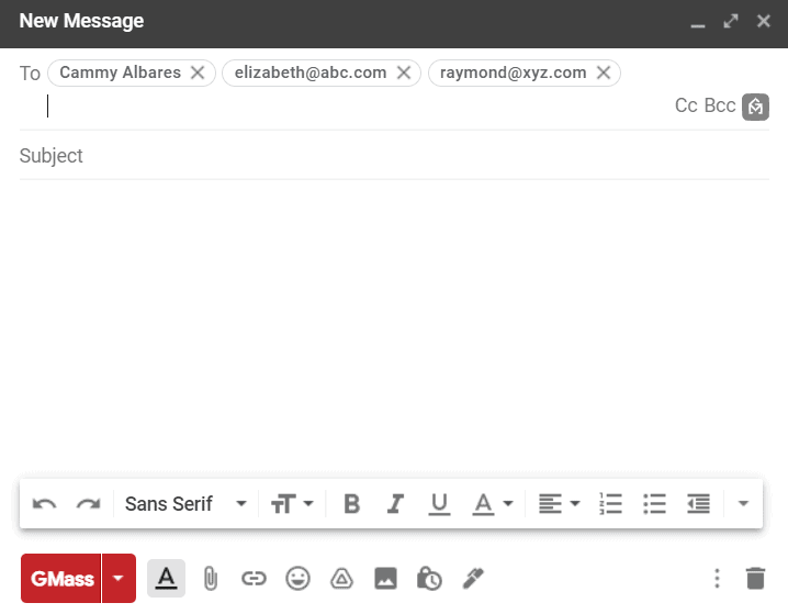 New message tab