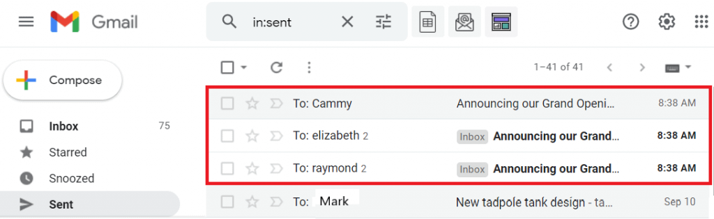 See individual emails