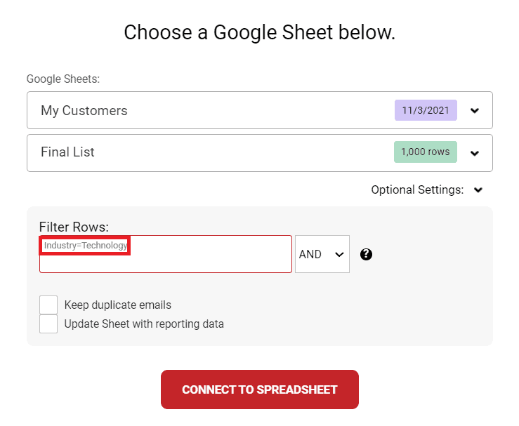 Filter rows