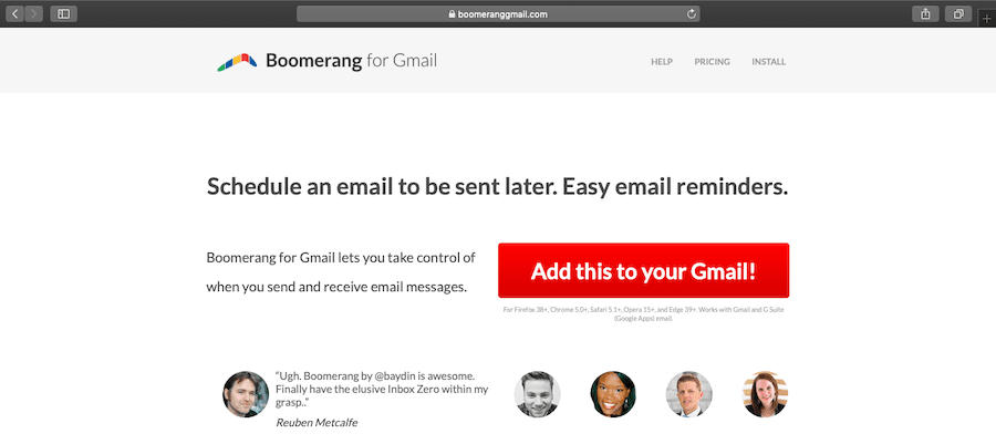 Boomerang home page