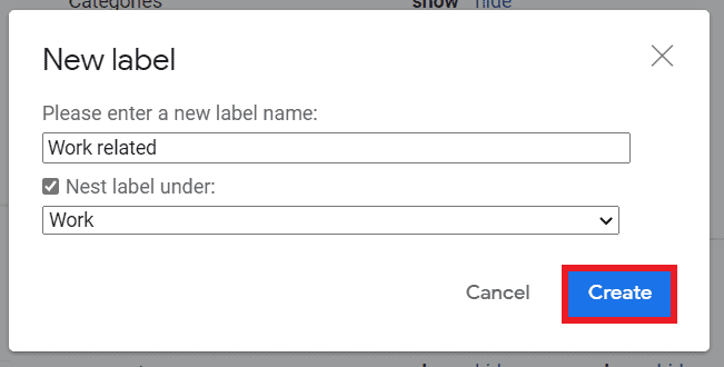 Create button