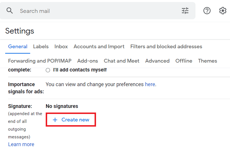 Create new button