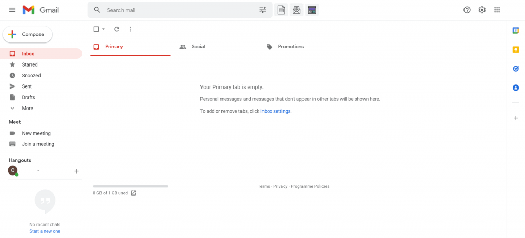 Gmail homepage
