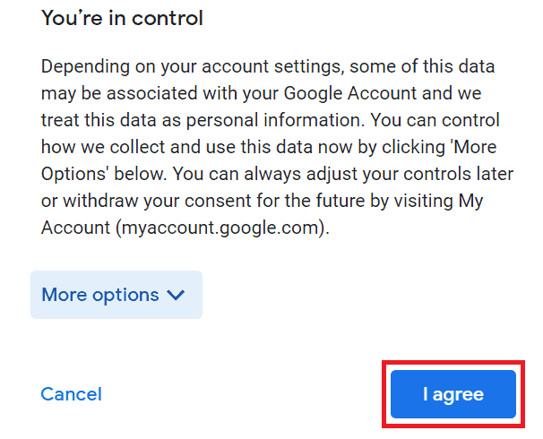 I agree button