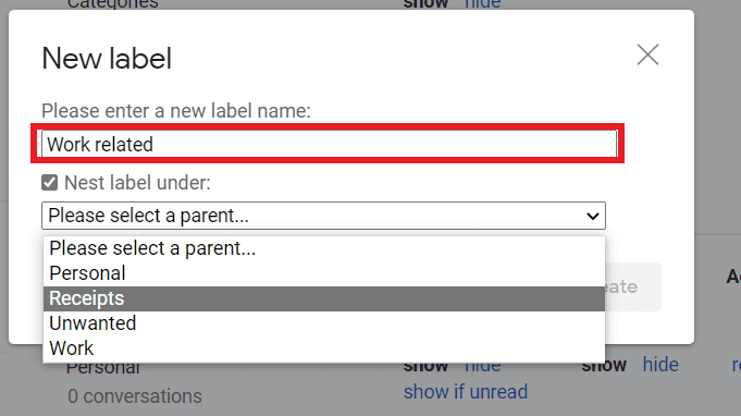 New label name