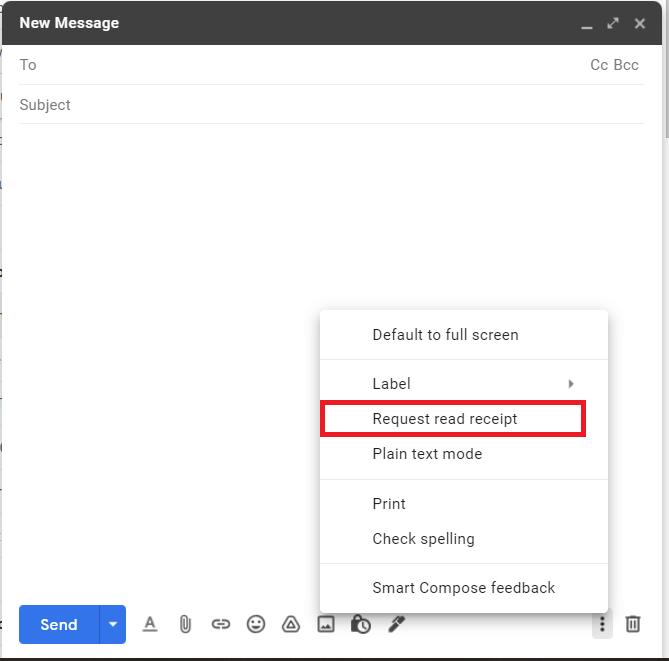 Gmail Request Read receipt setting