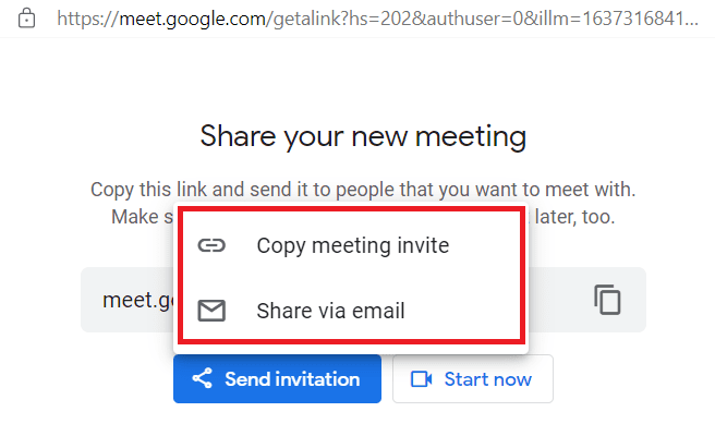 Send invitation option