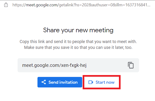 Start now button