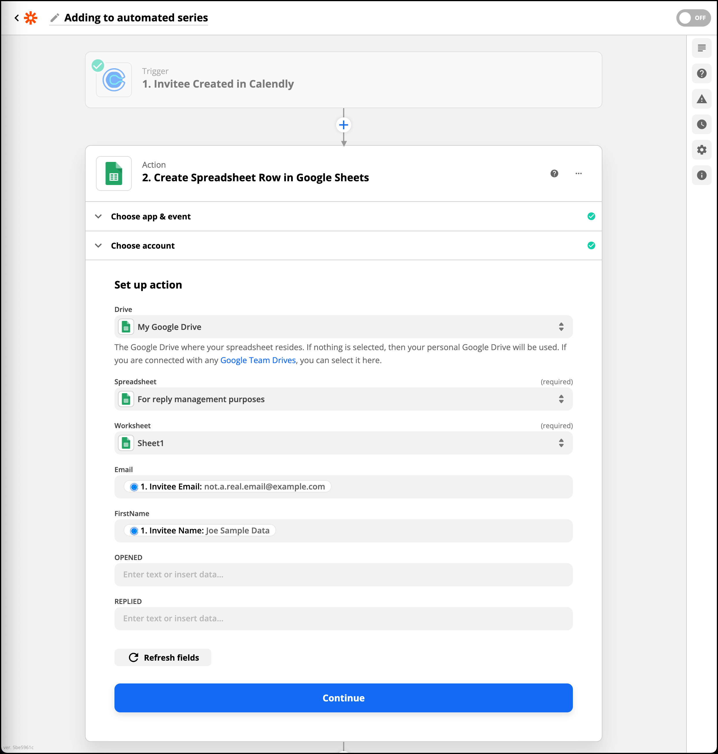 Setting up the automation in Zapier