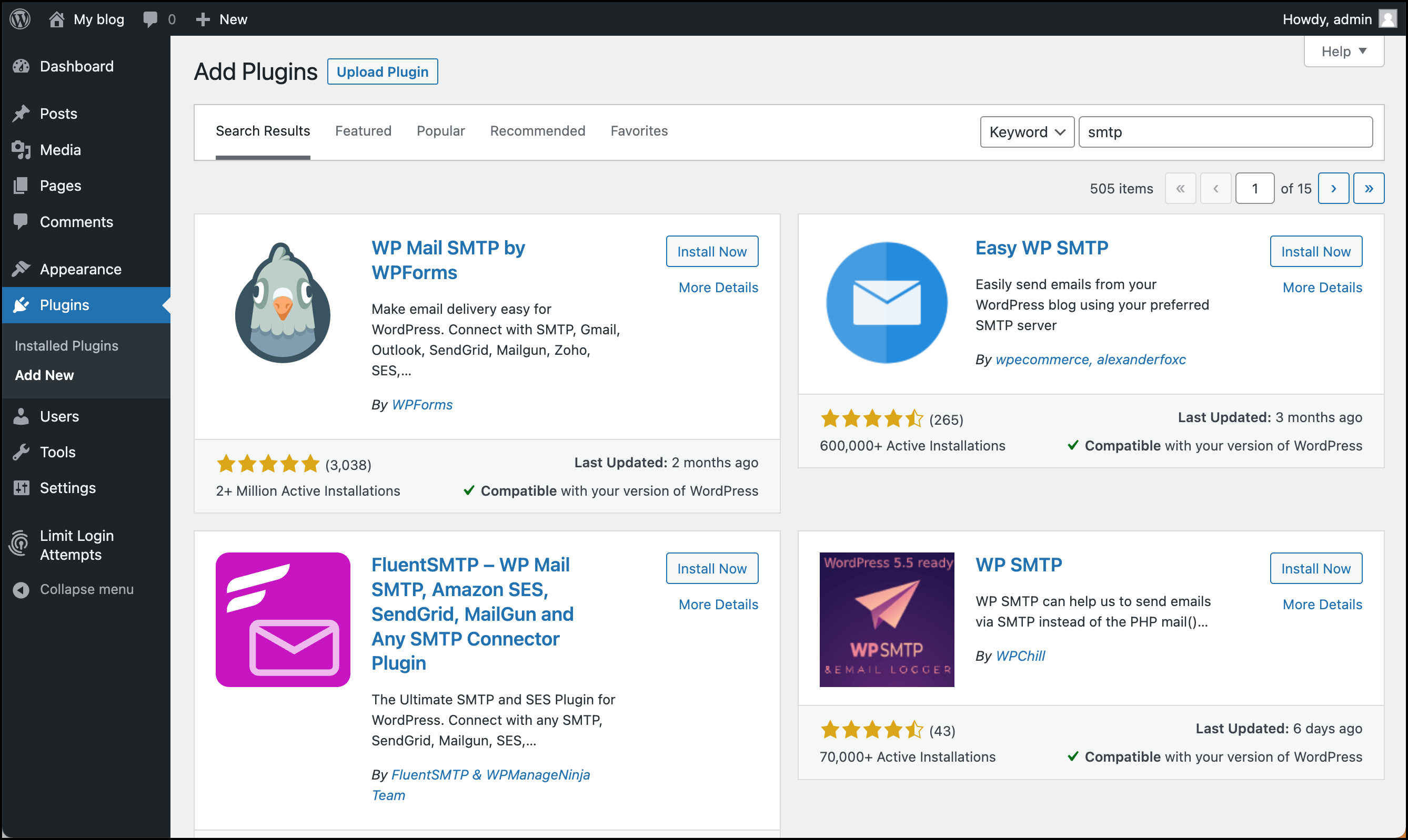 Install a SMTP plugin in WordPress