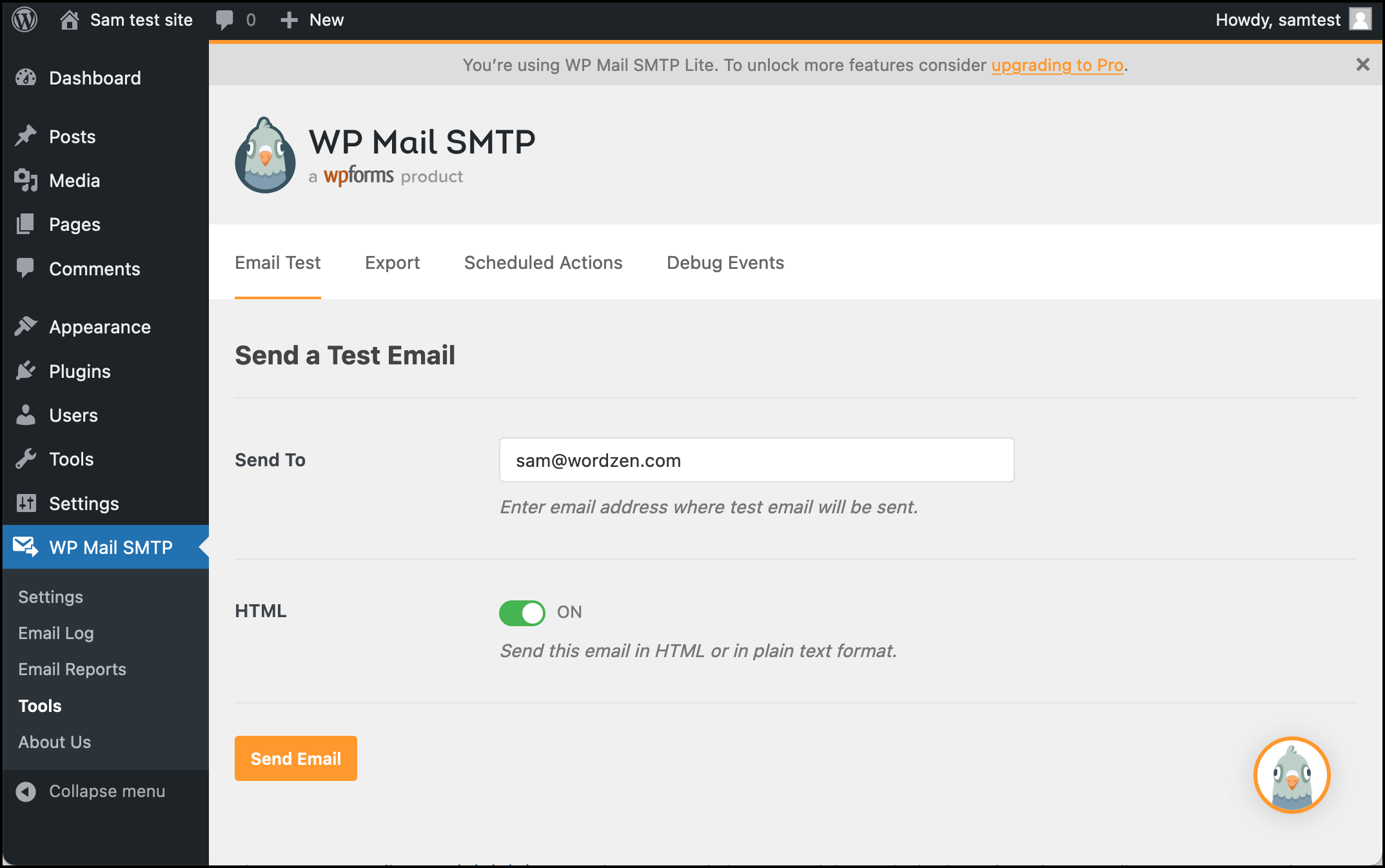 Send a test email