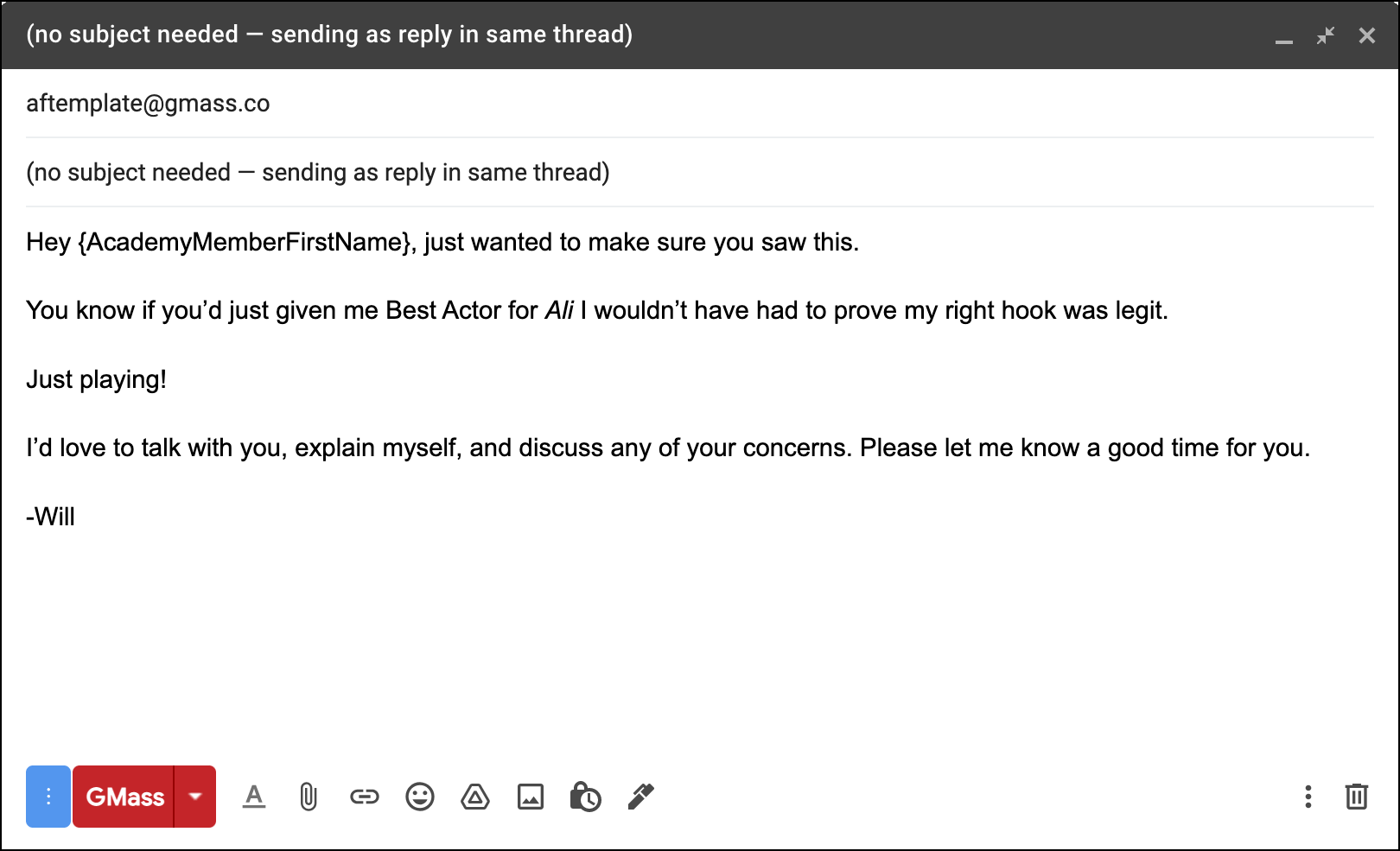 Will Smith's third cold email