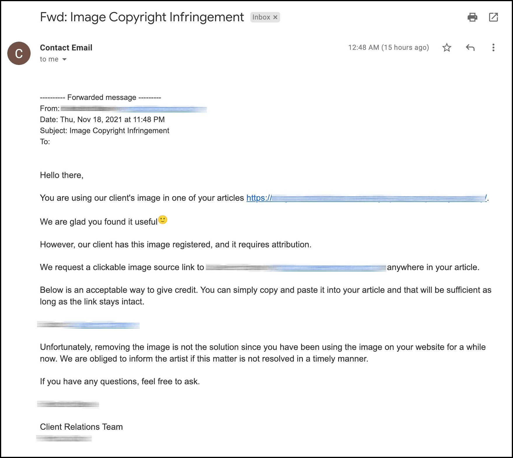 A black hat link building email