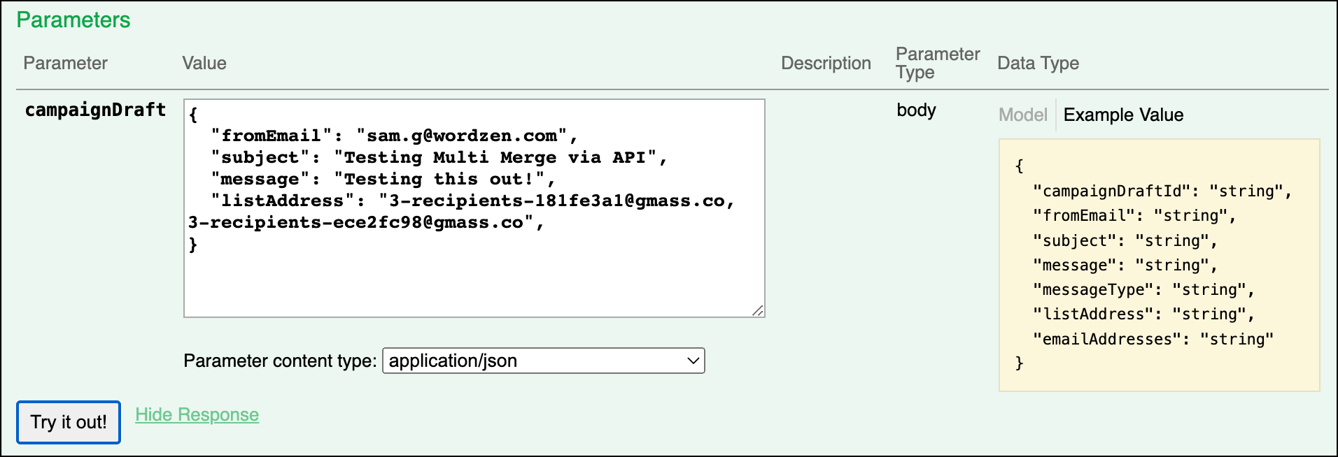 Creating drafts of multi merge via API