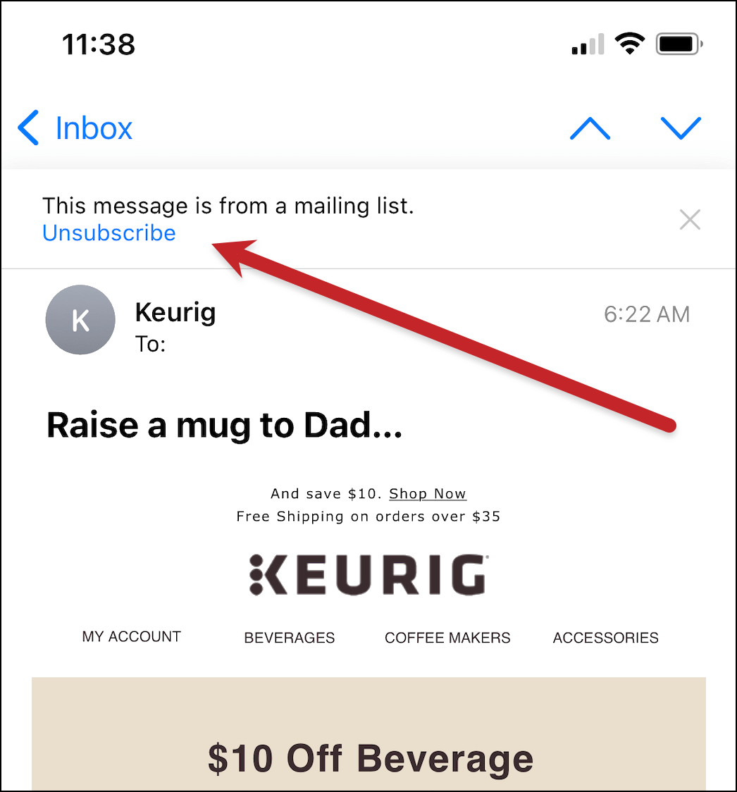 List-unsubscribe header in Apple Mail iOS app