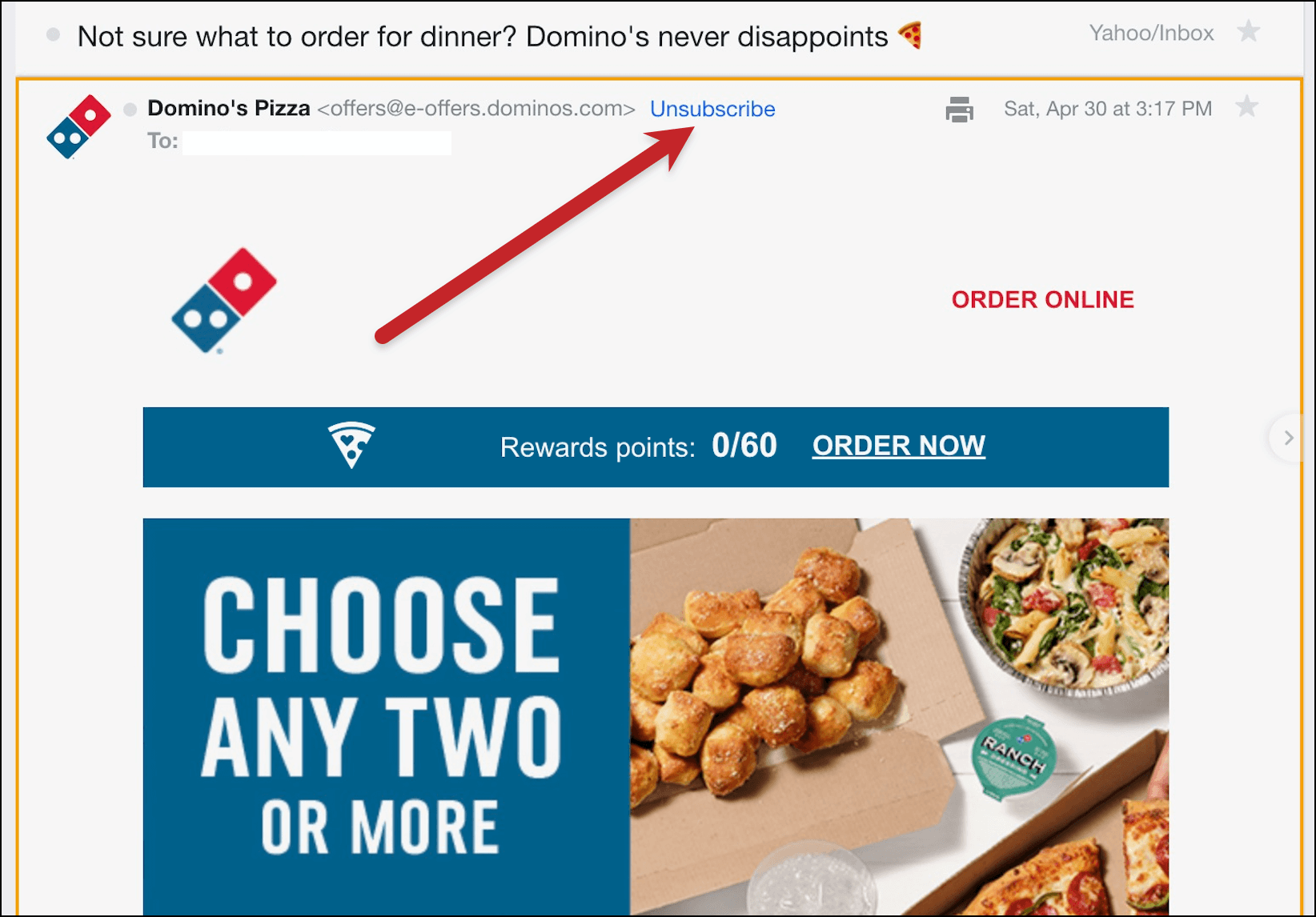 List-unsubscribe header in Yahoo Mail desktop