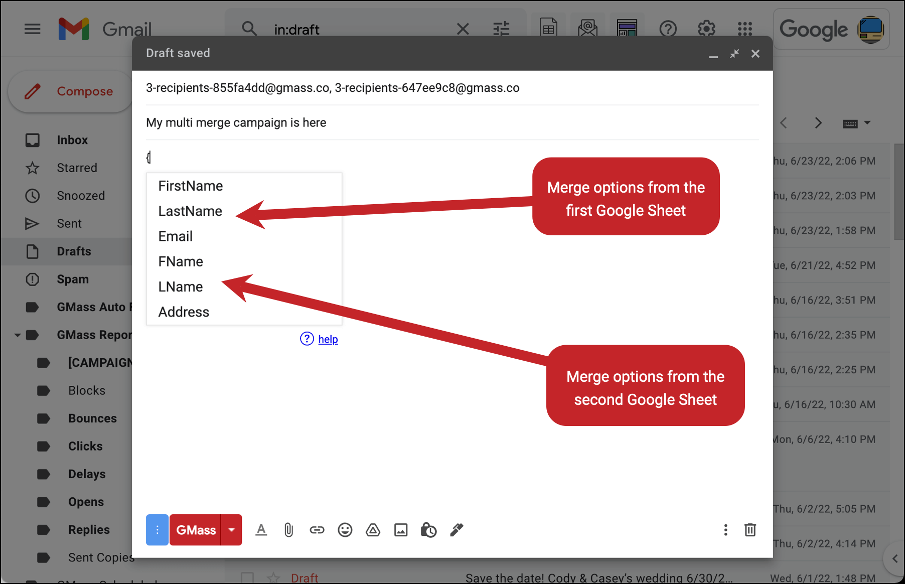 Merge fields from all connected Google Sheets