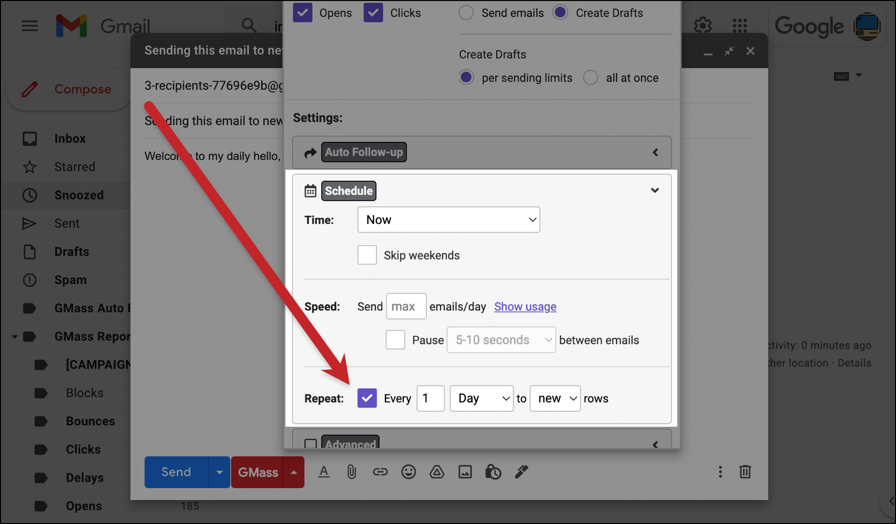 Scheduling a recurring campaign