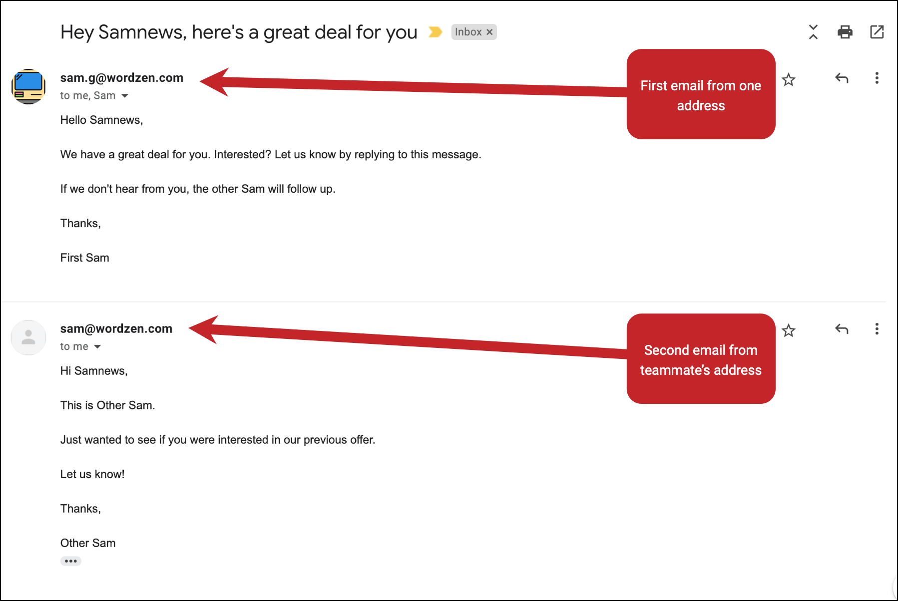 How the emails look