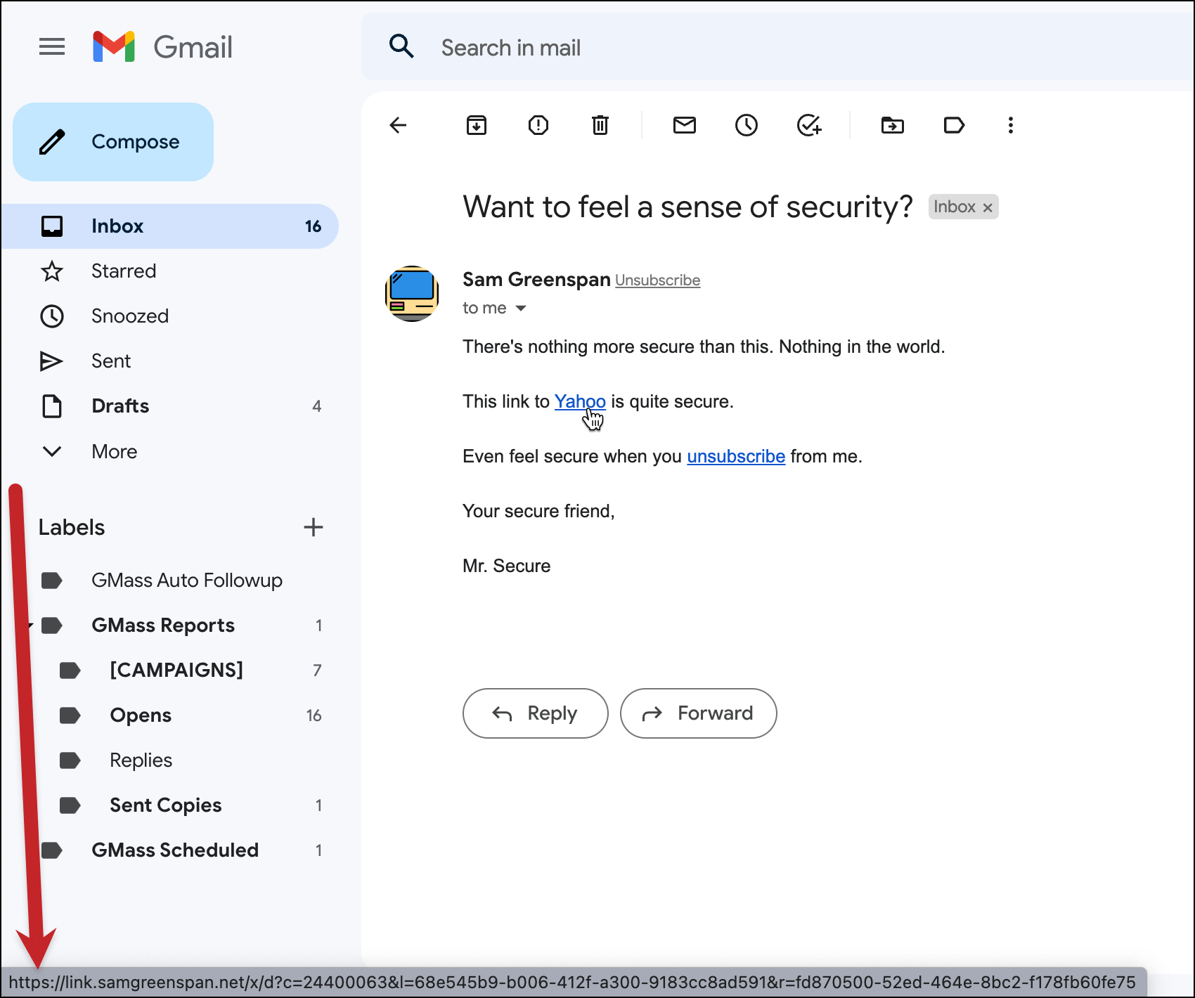 My click tracked link is https
