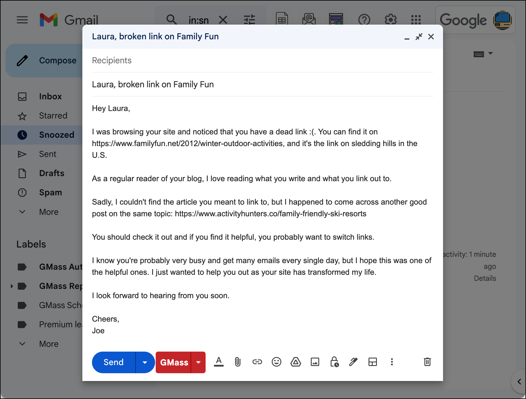Another broken link outreach template that no longer works