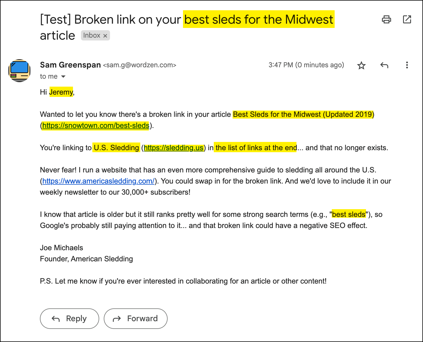A test of the email