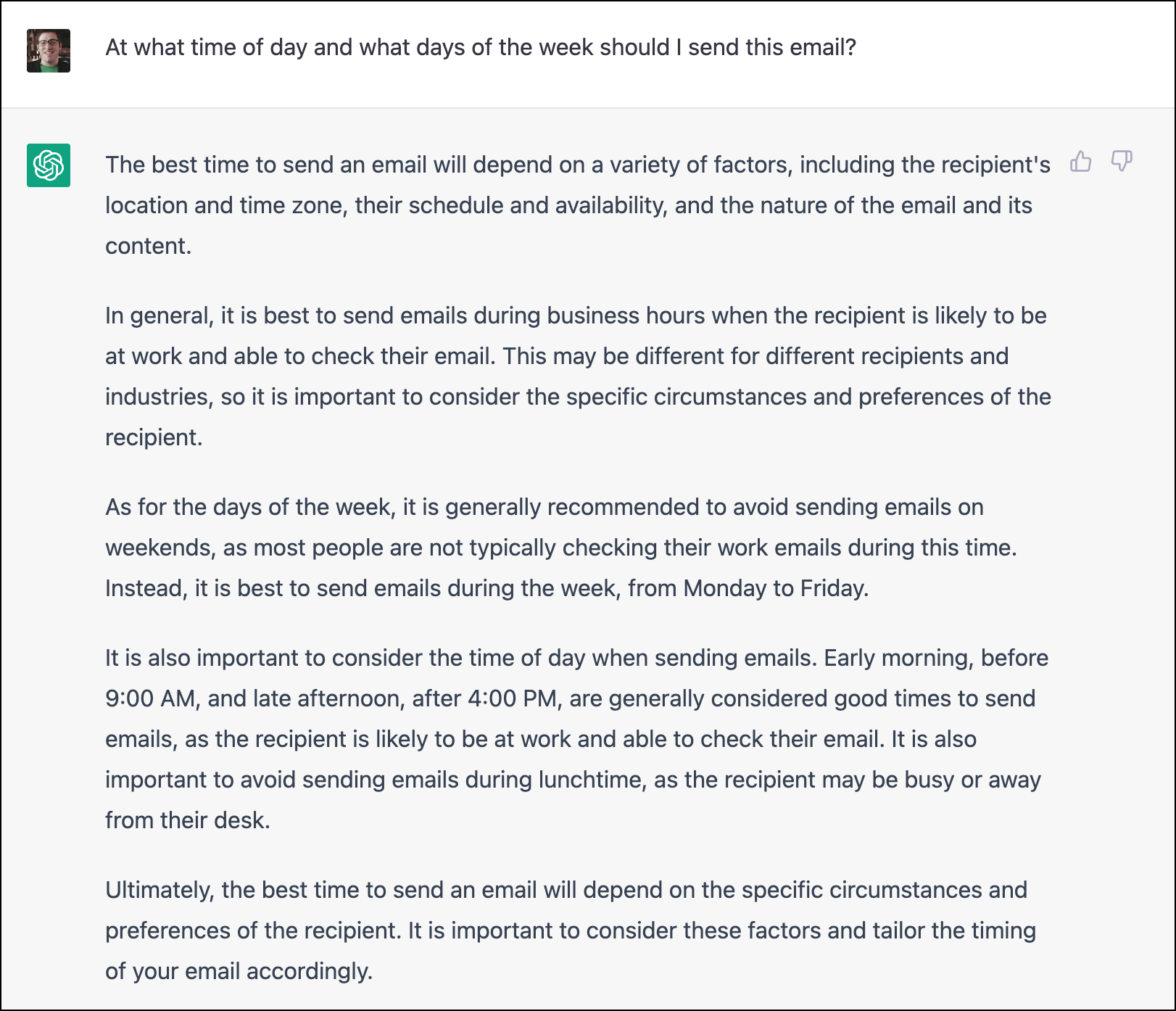 Scheduling advice