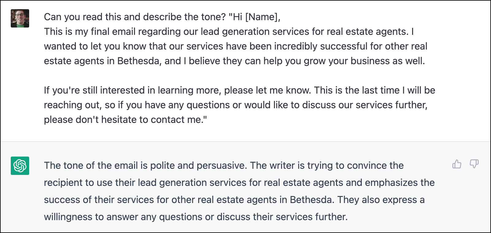 Evaluating email tone