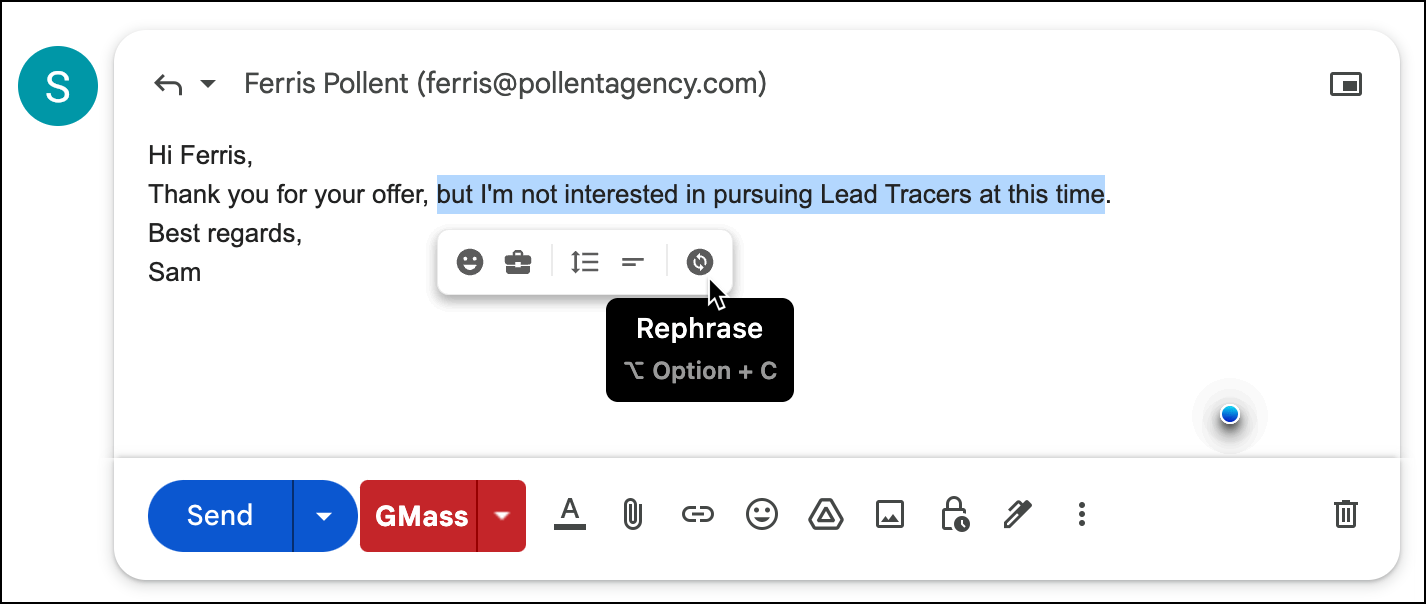 The Compose AI change options