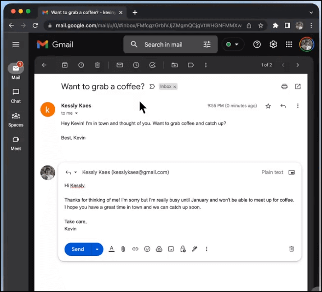 Email Triager draft in place