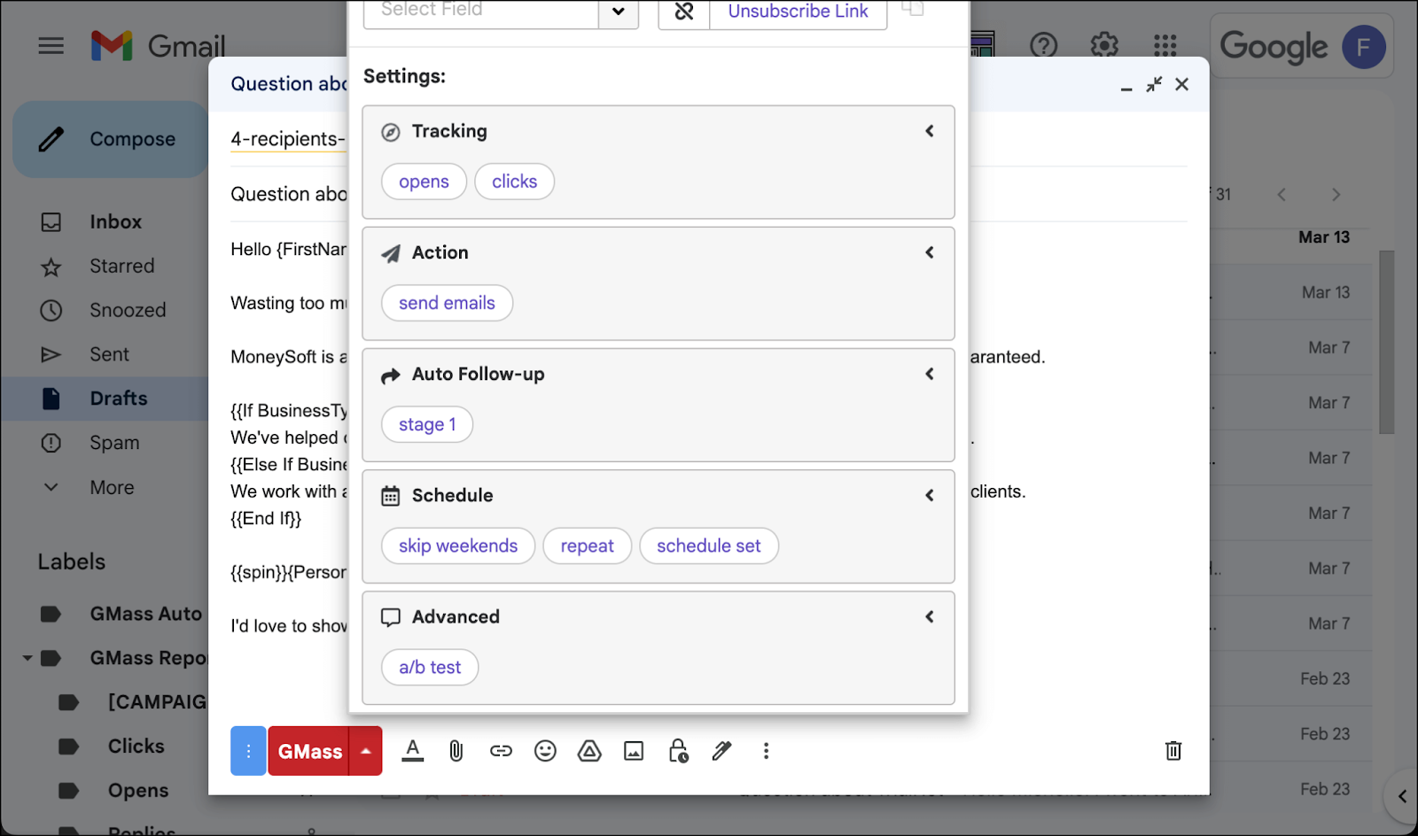 GMass has lots of email productivity tools in one