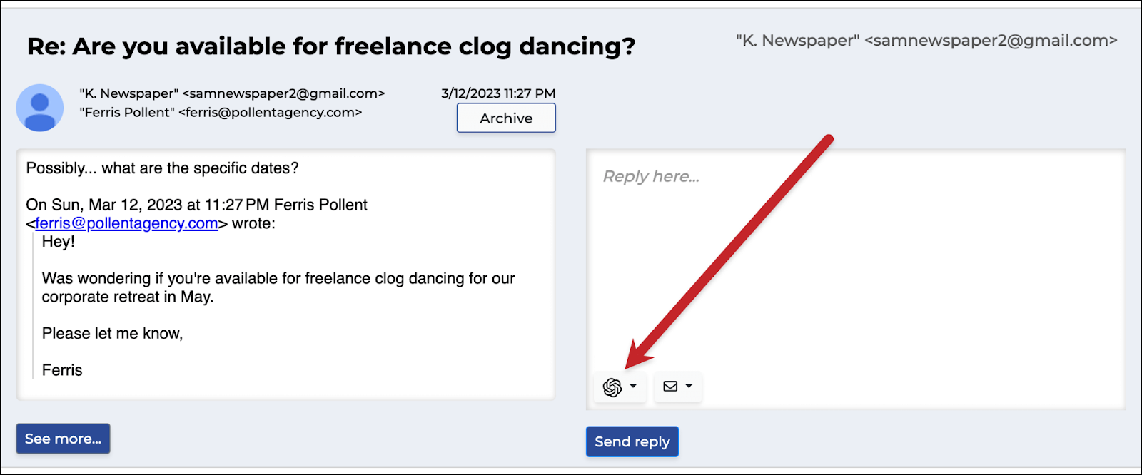 Using ChatGPT for fast replies