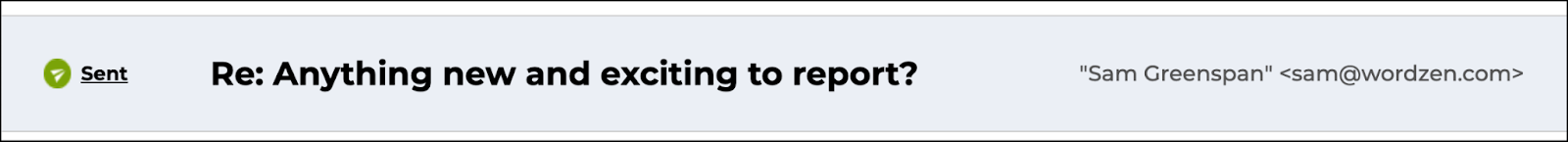 An email that's been sent via The Reply Project
