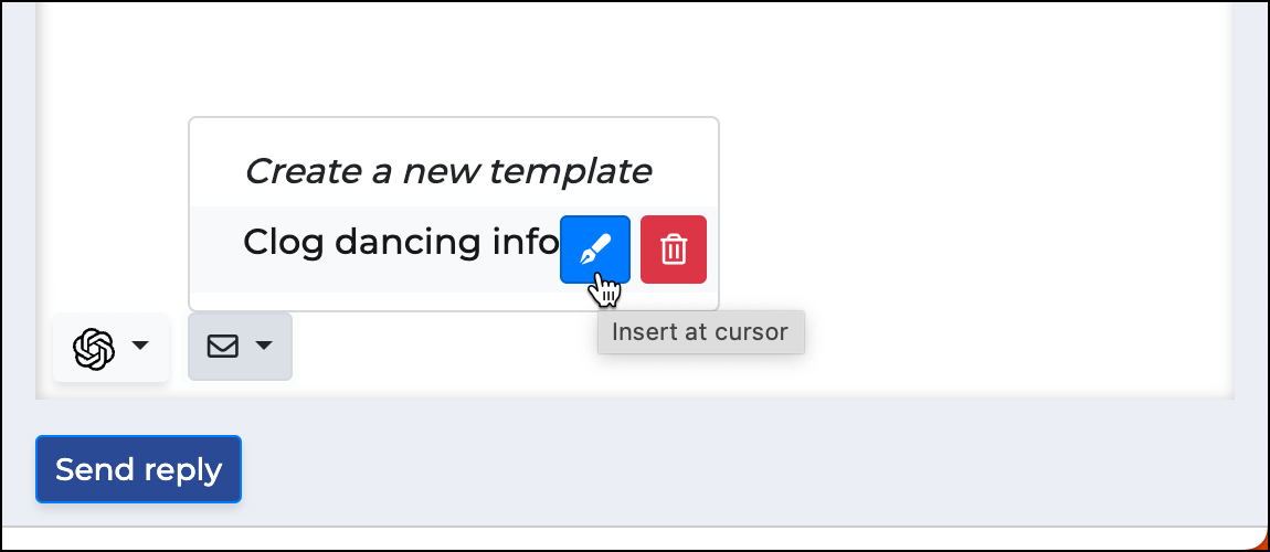Insert template at cursor