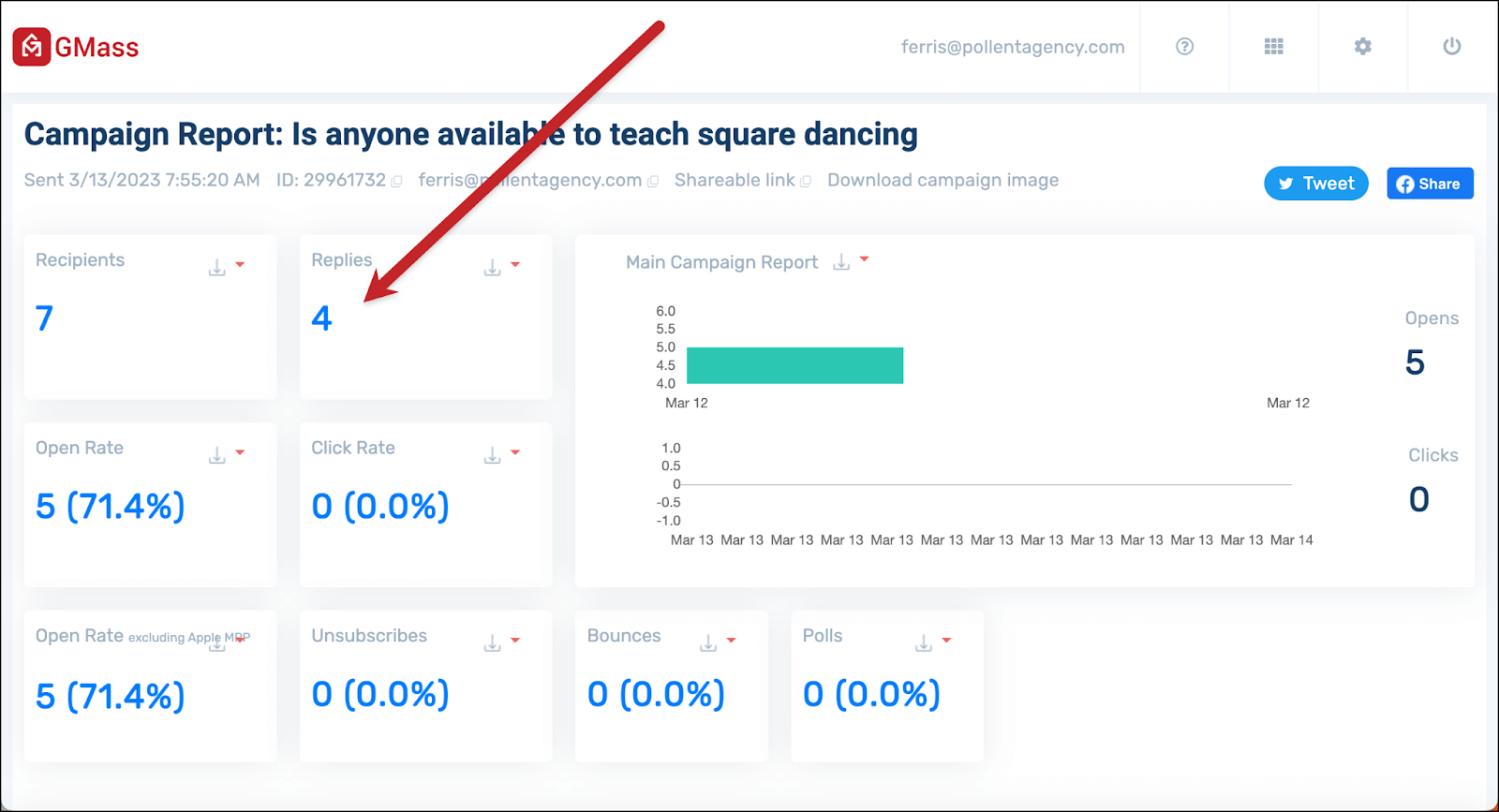 Click on replies in the web-based campaign report