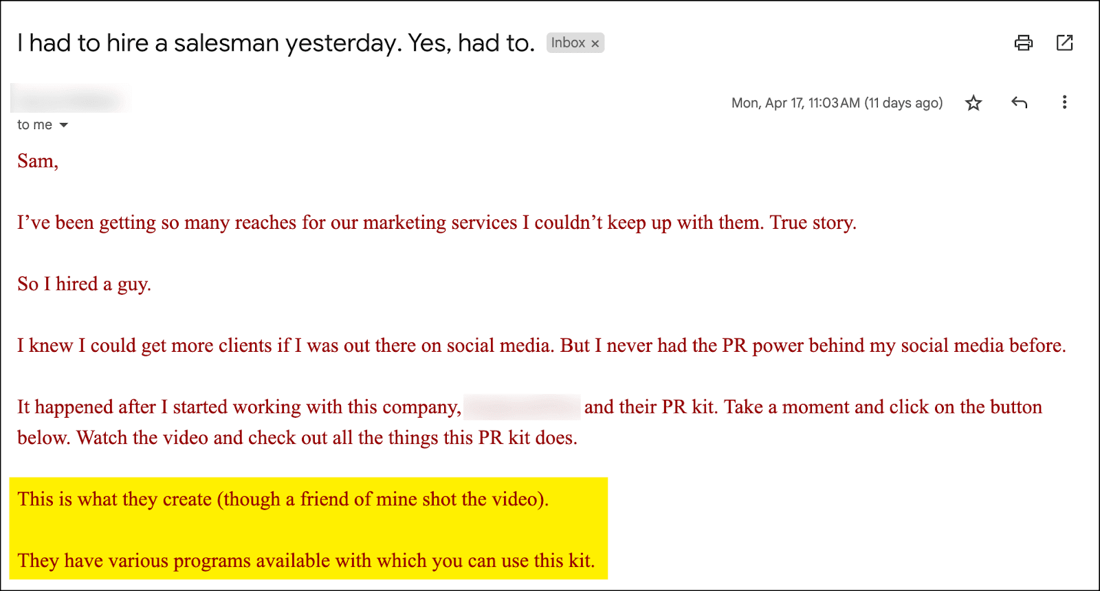 Star Story Solution: Original email solution