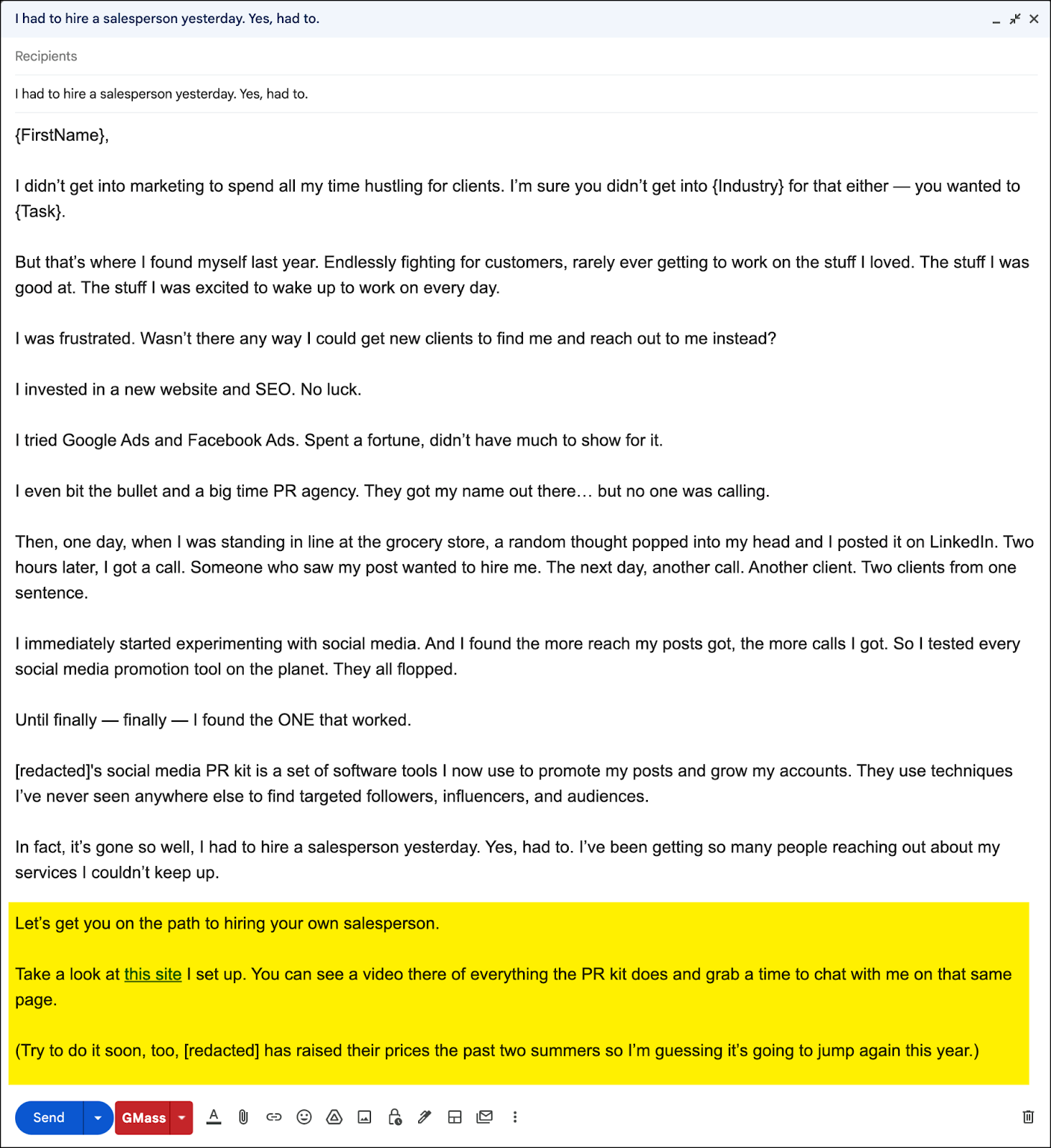 Revised email CTA