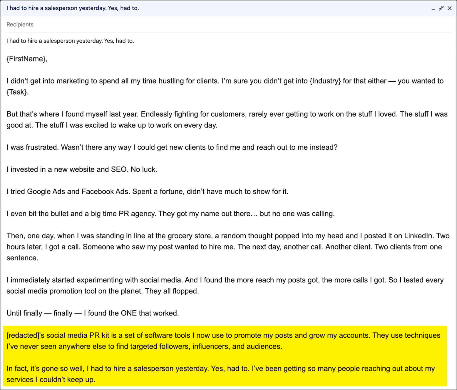 Star Story Solution: Revised email solution