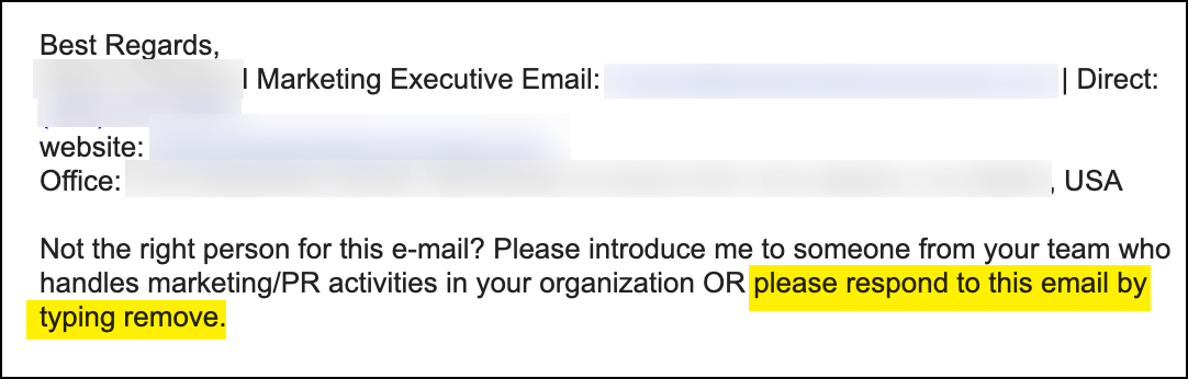Using text instead of an unsubscribe link